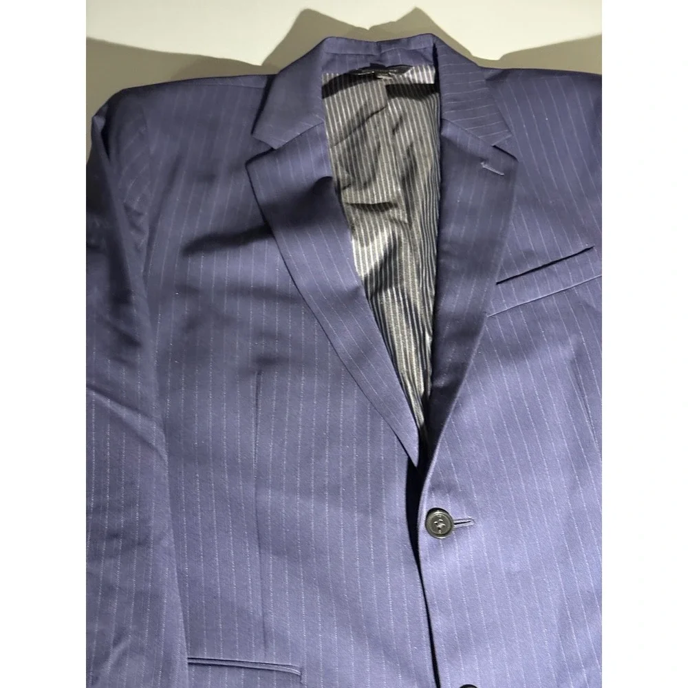 Banana Republic Mens Slim Fit Marzotto Super 130s Wool Blazer Navy Pinstripe 44R